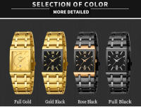 Reloj De Hombre WWOOR Oro Cuadrado Marca Top Lujo Reloj De Pulsera Acero Inoxidable Impermeable Movimiento De Cuarzo Romano - details 3