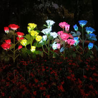 Lámparas Solares De Jardín Decorativas En Forma De Rosa Con 5 Cabezas Para Decoración De Patio Y Jardín Fuente De Energía Solar LED Incluida - details 3