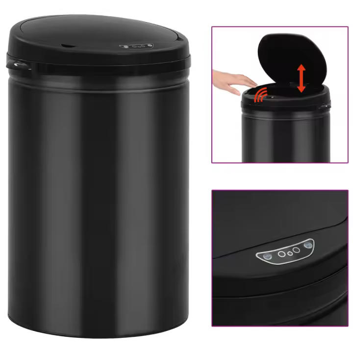 vidaXL Cubo de Basura con Sensor Automático 30 L Acero Inoxidable Papelera Color Plateado,  Negro, y mas - 1