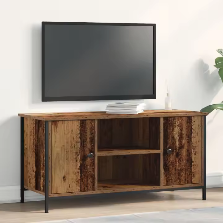 Cabinet de TV vidaXL Madera Vieja 100x40x50 cm Madera Ingenierada y Acero - 1