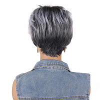 Pelucas Sintéticas De Pelo Ombre Marrón Y Rubio Para Mujeres BCHR Corta Pixie Cut Peluca Mixta De Uso Diario Tamaño Promedio Densidad 150% - details 14