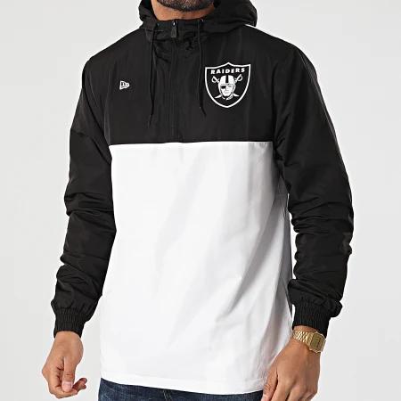 SUDADERA MEDIA CREMALLERA  NEW ERA RAIDERS CAPUCHA NEGRO/BLANCO