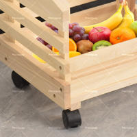 Estante para frutas y verduras de madera maciza de tres capas, apto para cocina, color madera original 35x25x65cm - details 3