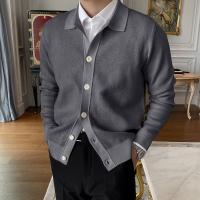 Chaqueta De Punto Para Hombre Con Cuello En V Y Botones Manga Larga Ajustada Estilo Casual Poliéster Y Spandex - details 3