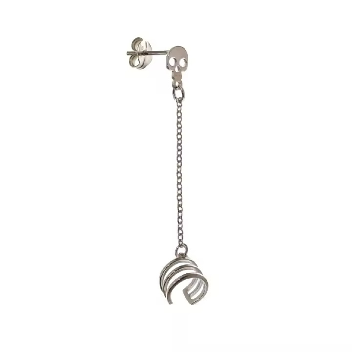 Inmaculada Romero Pendiente Suelto Plata Ley 925m Tamaño Medio Mujer Diseño Calavera Trepador - 1