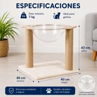 iPewwie - Rascador para gatos de madera con cama acrílica y poste de sisal 40x40x43 cm Diseño moderno y compacto Árbol para gatos Sisal resistente Fácil de montar - details 0
