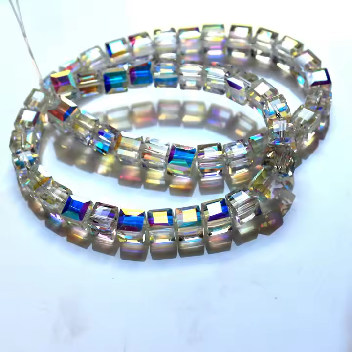 100PCS Cuentas De Cristal Transparentes De 4mm Para Fabricación De Joyería DIY Cuentas Espaciadoras Forma Cubo - 1