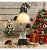Muñeca Luminosa De Piernas Largas Sin Cara Con Pantalones Rayados Y Colgante De Santa Claus Figura De Navidad Para Decoración Del Hogar - details 6