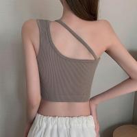 Top De Manga Corta Suave Camiseta Con Almohadillas Tube Strappy One Shoulder Tees Basic Harajuku Para Mujer Casual Verano - details 6