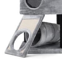 Rascador para gatos con plataforma, tumbona de cesta, cueva grande, postes de sisal gruesos, estable, gris claro - details 4
