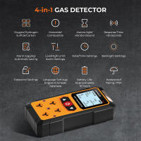 Detector De Gases 4 En 1 Medidor De Oxígeno O2 Carbon Monóxido CO H2S Analizador De Combustible Y Leaky Detector Monitor De Calidad Del Aire - details 0