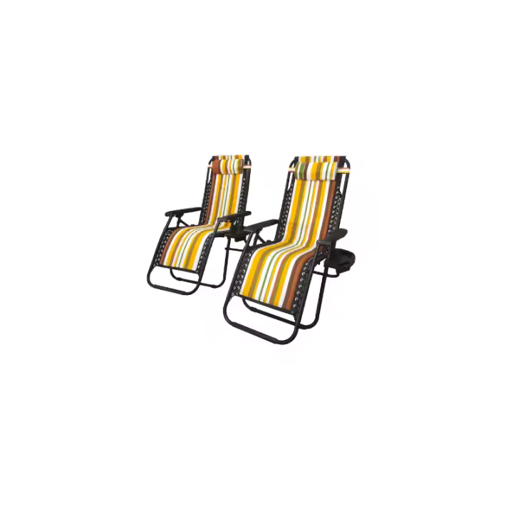 Suinga Tumbona Plegable Jardín Playa Rayado Amarillo - Silla Gravedad Cero con Estructura de Acero Resistente y Reposacabezas Acolchados - 1