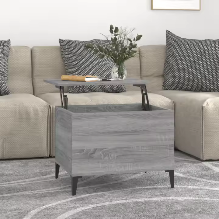 vidaXL Mesa de centro madera contrachapada gris Sonoma 60x44,5x45 cm - 1