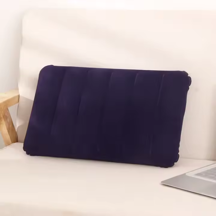 Almohada De Viaje Inflable Ultraligera De 47x30cm Para Camping Playa Descanso Con Tela Flocada Cuadrada Adaptada Para Napping Y Trabajo En Mesa - 1