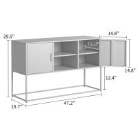 Mueble de metal Blanco, aparador y Casillero Caja Fuerte, Estructura metálica robusta, Color Blanco elegantemente, Altura 75 cm x ancho 120 cm x profundidad 40 cm - details 8