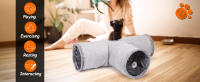 Nobleza - Tunel para Gatos en Gamuza, Túnel de 3 vías para Interiores con 1 Agujeros y Bola suspendida Juguetes para Gatos Gris - details 8