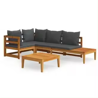 VIDAXL conjunto de muebles de madera de acacia para exterior de 4 piezas con cojines vida xl - 1