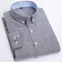 Camisa Oxford Para Hombre De Manga Larga Casual Rayada Gris Verde Azul Náutico Negocios Slim Botones Moda Tendencias - details 14