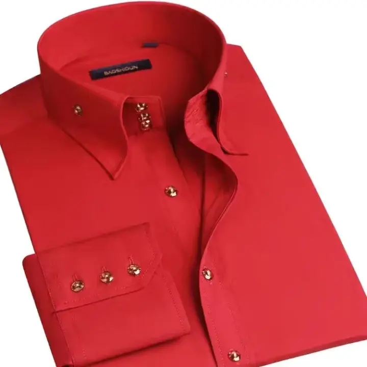 Camisa De Encaje Para Hombre Estilo Coreano Moda Formal Slim Fit Manga Larga Blanca Diseñadora Para Otoño Cuello Botón - 1