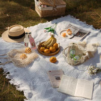 1PC Alfombra De Picnic Francesa Blanca Impermeable Para Exteriores Teléfono Móvil De Camping Playa Suelo De Tienda - details 1
