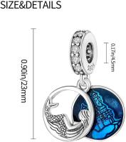 Amuletos Abaloriales colgantes Cuentos Plata with Circonita Cúbica 5A Compatible Pulsera Europea, Navidad Encantos para - details 3