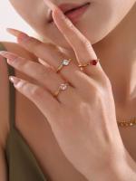 Encanto Anillo de circonia roja y rosa de lujo para mujer, de acero inoxidable, chapado en oro, Simple, para boda, regalo de joyería, resistente al agua
acero inoxidable con circonita cúbica impresionante ovalada clásica de lujo para mujer, joyería - details 1