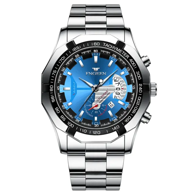 Reloj De Pulsera Masculino Luxo 2024 En Acero Inoxidable Resistente Al Agua Con Cronógrafo Moda Casual FNEEN 001 Sin Seguro - 1