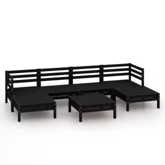 VIDAXL juego de 7 muebles de jardín fabricados en madera maciza de pino en color negro vida xl - 1