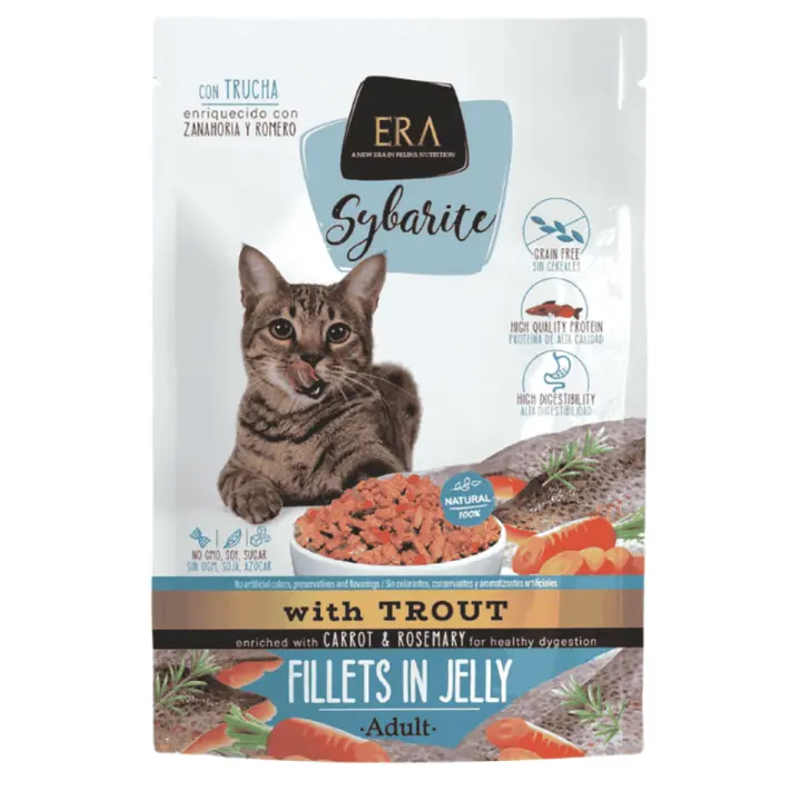 ERA Sybarite Adulto Trucha 85 g – Comida Húmeda para Gatos Adultos, Sin Cereales - 1