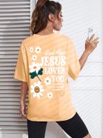 Camiseta de mujer con estampado “Jesus Loves You” – Básica de algodón, transpirable y cómoda, manga corta con cuello redondo, estilo casual - details 15