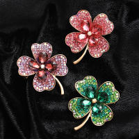 Broche De Cuatro Hojas Con Cristales Para Mujer Moda Accesorios De Ropa Para Fiestas Y Eventos Joyería De Moda - details 0