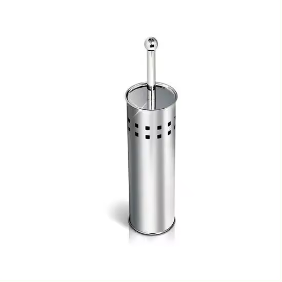 Escobilla de baño de acero inoxidable con soporte + inserto de plástico gratis - 35x10cm - 1 pieza | Escobilla de baño de lujo con portaescobillas de acero inoxidable | Escobilla de baño de acero inoxidable en soporte brillante - 1