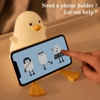 Lámpara Nocturna LED Para Niños Con Sensor De Toque Recargable Por USB Tema De Animales Como Pájaro/Cerdito/Ganso Material De Silicona/Madera Luz De Dormir Para Habitación - details 9
