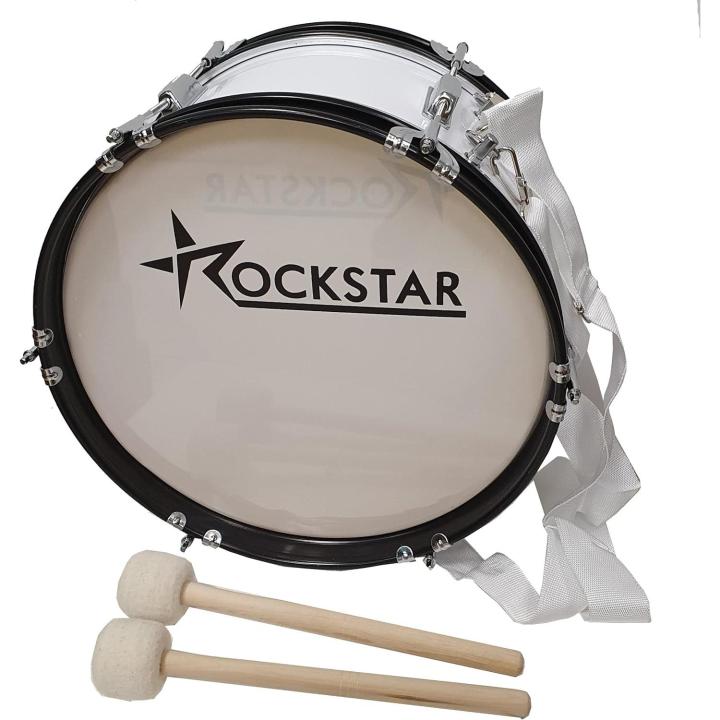 ROCKSTAR MUSIC - Bombo Charanga Banda y Animación BM1607 16"x7" (41cm x 18cm) con 2 Mazas y Correa Cruzada