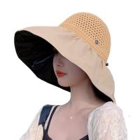 Sombrero De Paja Panamá Para Mujer Verano Protección UV Plegable Amplio Sombrilla De Playa Casual Ajustable Tamaño Free - details 13