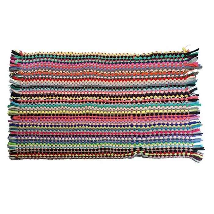 C.A - Alfombras Trenzadas, Alfombra de algodón Reversible,  Lavable con Deslizamiento, Alfombra Tejida a Rayas Multicolor a Prueba de Tierra para Dormitorio, Sala de Estar, Cocina y lavandería - 1