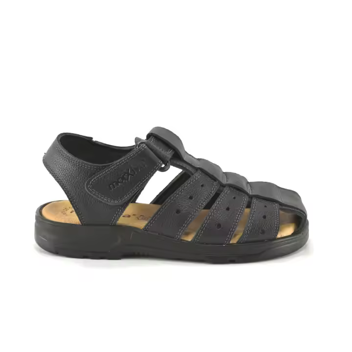 Sandalias de hombre de piel negra by Morxiva Piel Textil Piel rellena de gel - 1