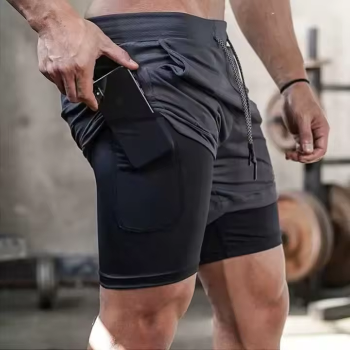 Shorts De Correr Para Hombre Shorts Deportivos De Gimnasio 2 En 1 Secado Rápido Entrenamiento Fitness Verano Pantalones Cortos De Camuflaje - 1