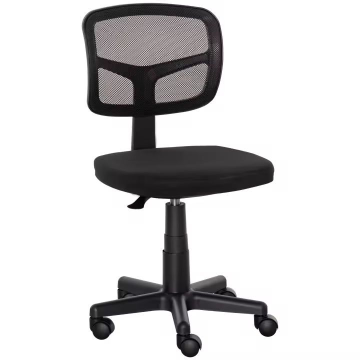 Vinsetto Silla de Oficina Ergonómica de Malla Silla de Escritorio Giratoria 360° con Altura Ajustable Soporte Lumbar Transpirable y Ruedas 43x48x77,5-89,5 cm Negro - 1