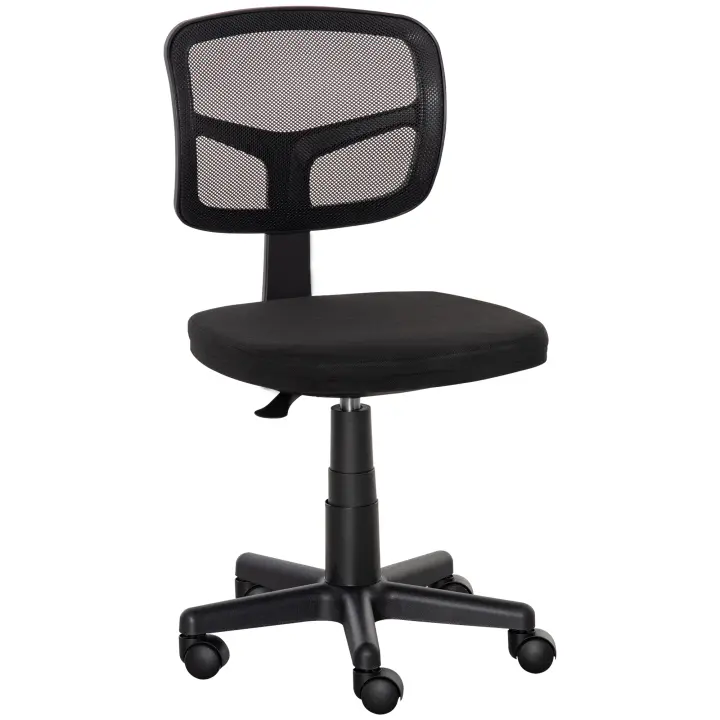 Vinsetto Silla de Oficina Ergonómica de Malla Silla de Escritorio Giratoria 360° con Altura Ajustable Soporte Lumbar Transpirable y Ruedas 43x48x77,5-89,5 cm Negro - 1