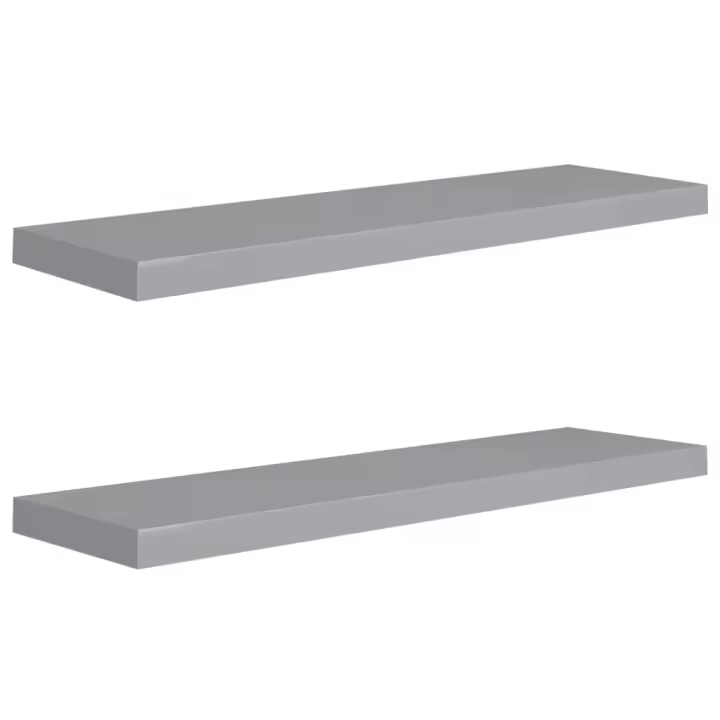 vidaXL Estante flotante de pared 2 uds MDF 90x23,5x3,8cm Blanco brillante, negro brillante, gris brillante Mueble Almacenaje Estantería para Oficina, Estudio, Dormitorio Estantería/Librería/ mueble de Almacenamiento - 1