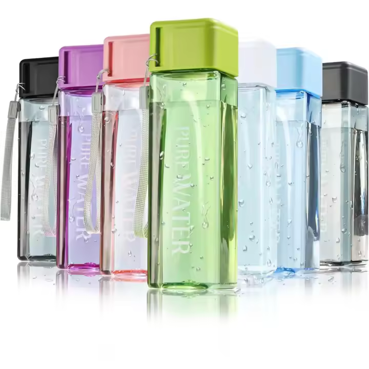 Botella de Agua Deportiva de 500 ml, botella de Agua cuadrada portátil, botella de Bebida Segura a prueba de fugas para Deporte, senderismo, Gimnasio, Actividades al Aire Libre, ciclismo, escuela y Oficin - 1
