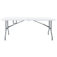 vidaXL Mesa de jardín plegable con 2 bancos acero y HDPE blanco 180 cm - details 5