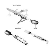 Cuchillo Vaso Cuchara Abrebotellas Plegable Multifuncional De Acero Inoxidable Para Camping Equipo De Comedor Portátil - details 3