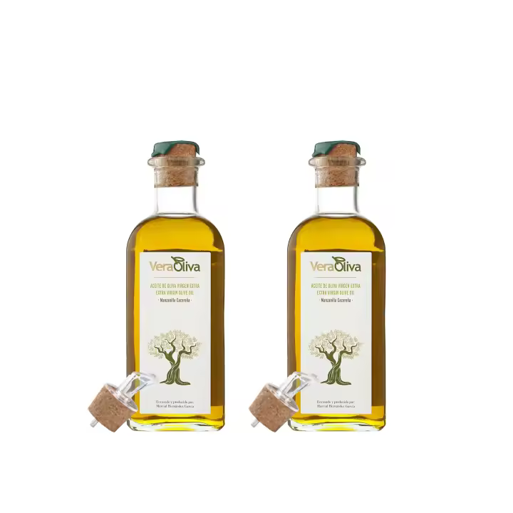 Aceite de Oliva Virgen Extra Veraoliva - 2 Frascas de Cristal 500ml con Dosificador - 1