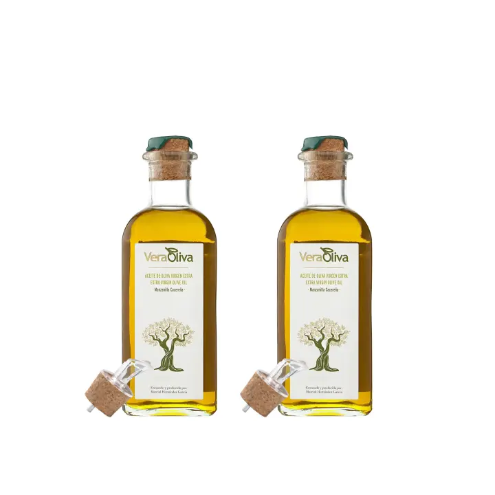 Aceite de Oliva Virgen Extra Veraoliva - 2 Frascas de Cristal 500ml con Dosificador - 1