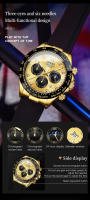 Reloj De Hombre OLEVS En Oro Con Correa De Silicona Luminoso Impermeable Lujo Multifuncional Crónomo Fase De La Luna Reloj De Cuarzo - details 2
