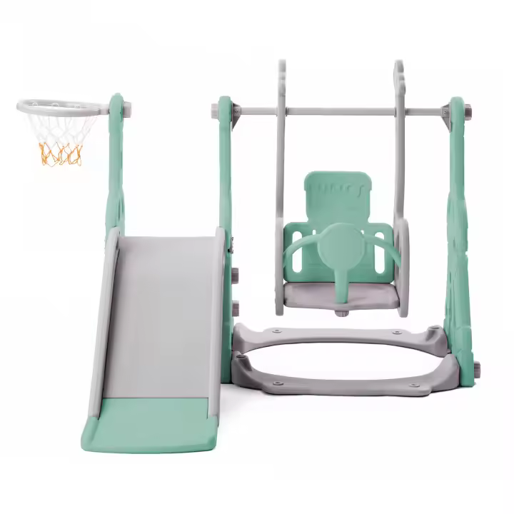 Tobogán para niños, tobogán columpio Infantil 4 en 1 with canasta de Baile, Escalera para trepar, tobogán columpio para Jardín interior y exterior - 1