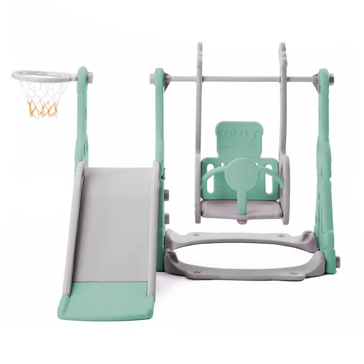 Tobogán para niños, tobogán columpio Infantil 4 en 1 with canasta de Baile, Escalera para trepar, tobogán columpio para Jardín interior y exterior - 1