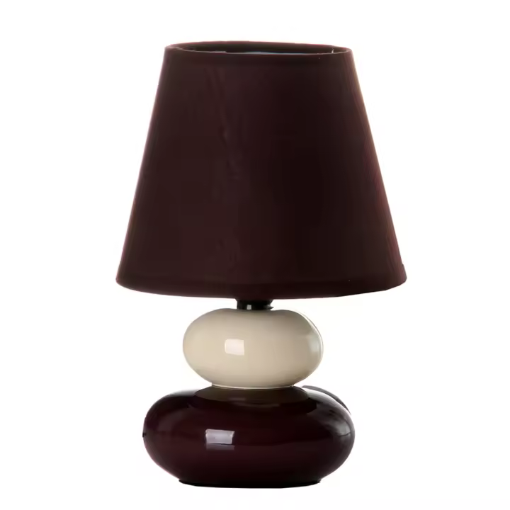 PLUSHOME - Lámparas de Cerámica Decorativas: PIEDRAS Crema-Marrón, Plata-Negro y Plata-Blanco, Tamaño 15x15x23 cm - 1